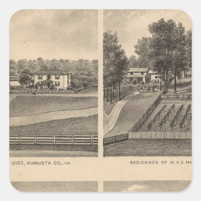 Sticker Carré Waynesboro, comté d'Augusta (Devant)