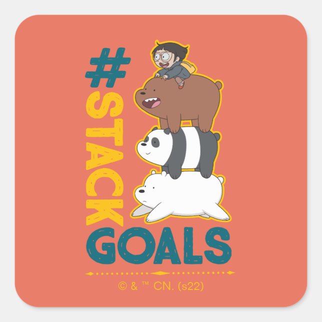 Sticker Carré We Bare Bears and Chloe - #StackGoals (Devant)