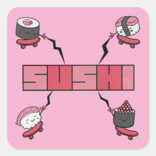 Sticker Carré We Love Sushi - Sushi Love - ASL ILY Obsession