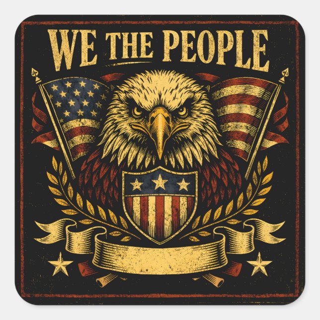 Sticker Carré We The People – Constitutional American Pride (Devant)