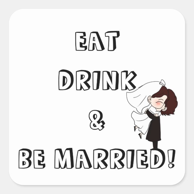 Sticker Carré Wedding Bride and Groom Humor (Devant)