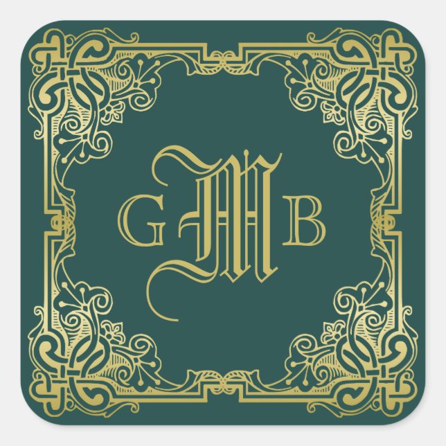 Sticker Carré Wedding Monogram Classic (Devant)
