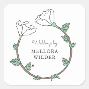 Sticker Carré Wedding planner Blossom Bague Carte de visite clas