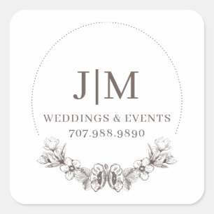 Sticker Carré Wedding planner d'événement minimaliste chic