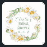 Sticker Carré Wedding shower nuptiale blanc et jaune<br><div class="desc">Utilisez pour décorer ou sceller vos invitations à la douche nuptiale. 100% de satisfaction client avec "Zazzle"</div>