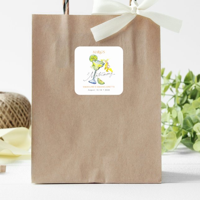 Sticker Carré Week-end de célibataire Élégant Margs & Matrimony (Créateur téléchargé)