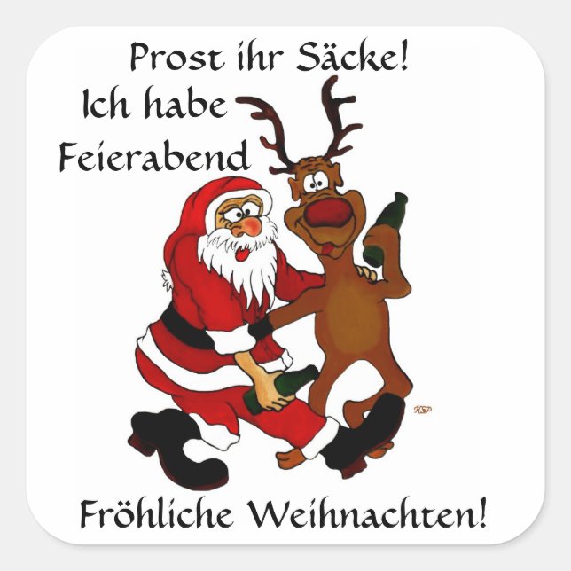 Sticker Carré Weihnachtsmann mit Elch (Devant)
