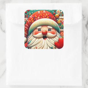 Sticker Carré Weihnachtsmann Papai Noel Baba Saint Nicholas Kris