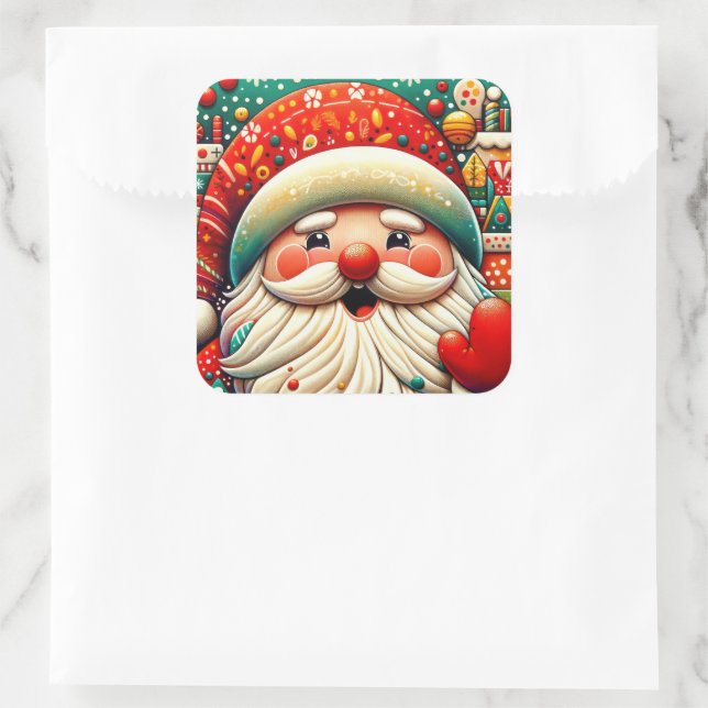 Sticker Carré Weihnachtsmann Papai Noel Baba Saint Nicholas Kris (Sac)