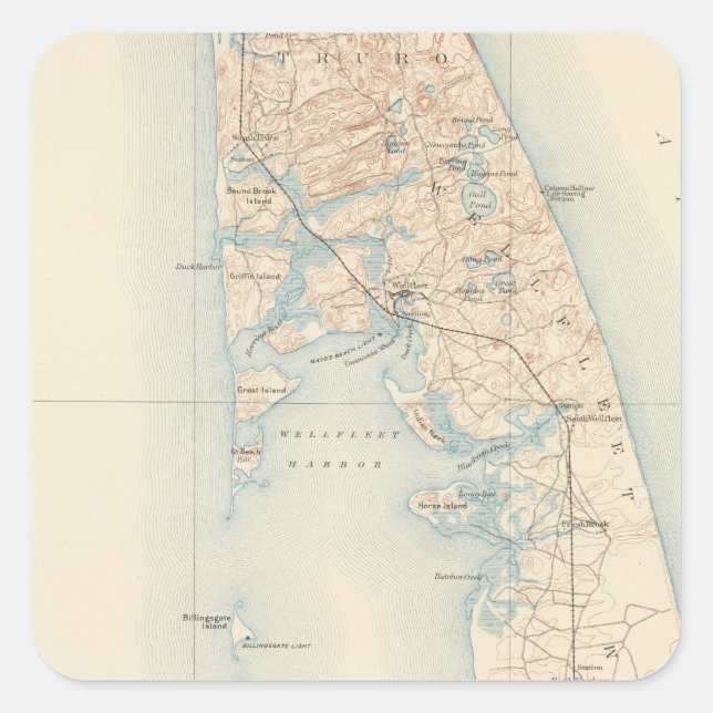 Sticker Carré Wellfleet, Massachusetts (Devant)