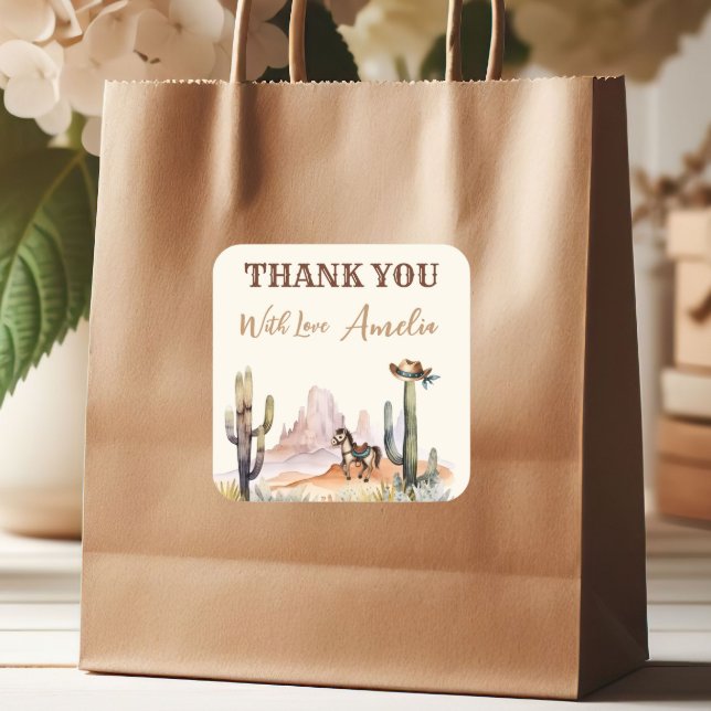 Sticker Carré Western Boy Un Petit Baby shower Rustique Cowboy (Créateur téléchargé)