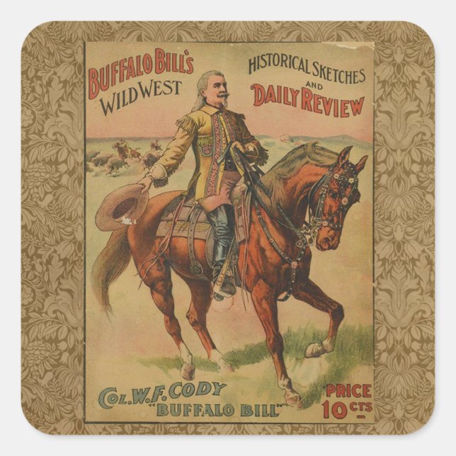 Sticker Carré Western Buffalo Bill Wild West (Devant)