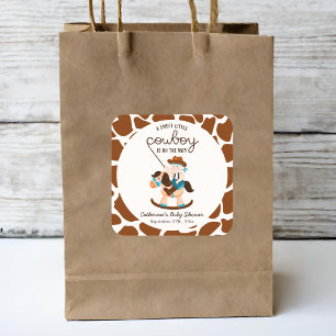 Sticker Carré Western Cowboy Rocking Horse Boy Baby shower