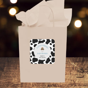 Sticker Carré Western Cowboy Rodeo Cow Imprimer Baby shower garç
