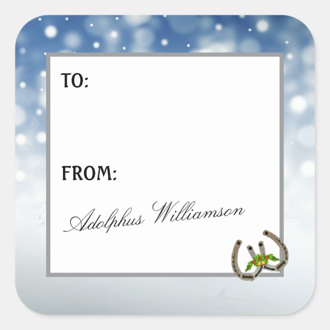 Sticker Carré Western theme Horseshoes and Holly (Devant)