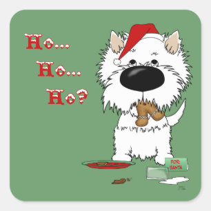Sticker Carré Westie Christmas - Ho Ho Ho ? ? ?