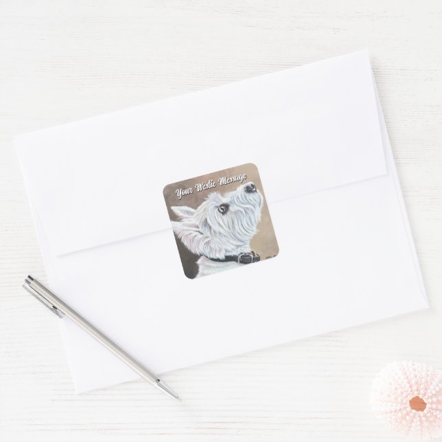 Sticker Carré Westie Recherche vers le profil B (Enveloppe)