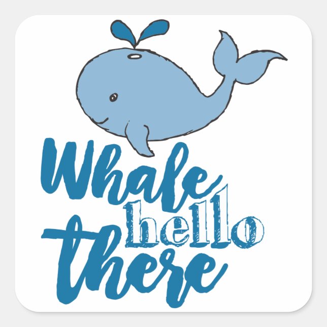 Sticker Carré Whale Hello There Whale Cartoon mignonne Baby Whal (Devant)