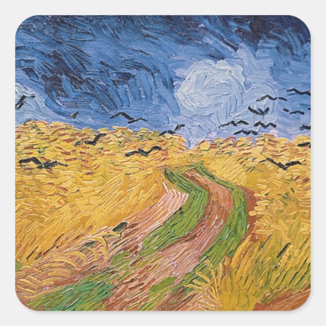 Sticker Carré Wheatfield de Vincent van Gogh | avec des (Devant)