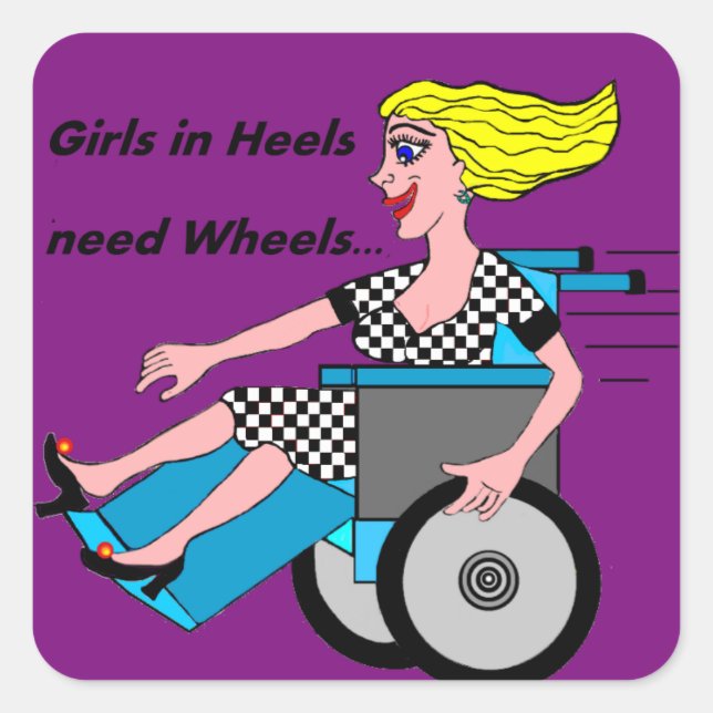 Sticker Carré Wheelchair Girl in Heels (Devant)