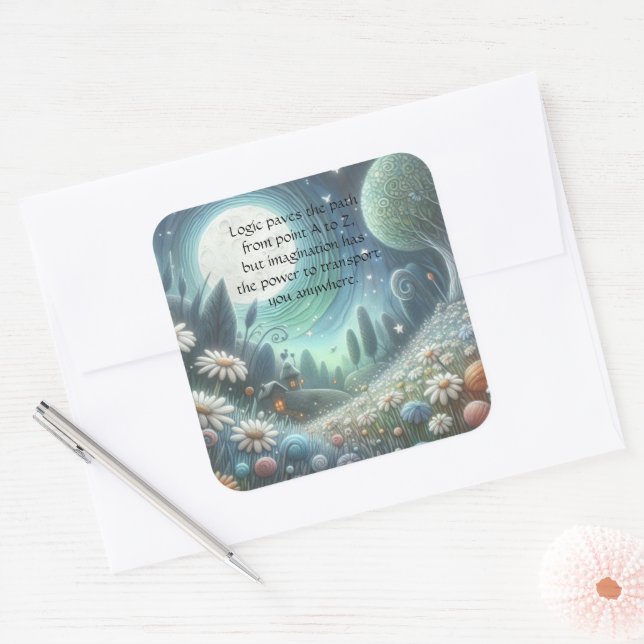 Sticker Carré Whimical Night & Quote	 (Enveloppe)