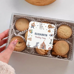 Sticker Carré Whimsal Animaux Cirque Anniversaire