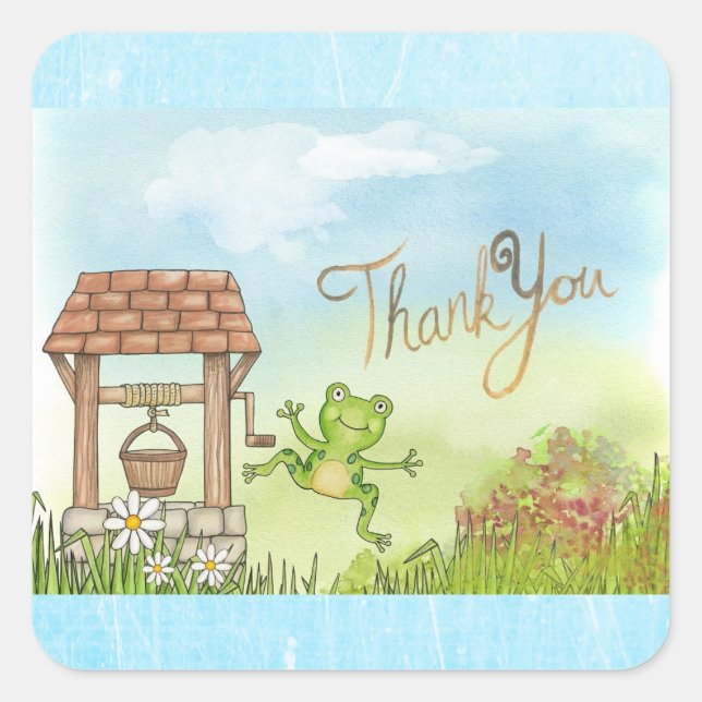 Sticker Carré Whimsal Fairytale Frog and Well Merci notes (Devant)