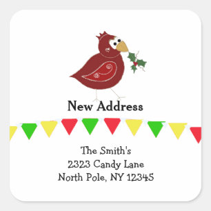 Sticker Carré Whimsical Bird Nouvelle adresse