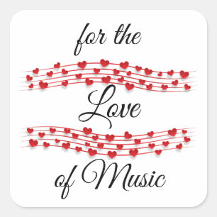 Sticker Carré Whimsical coeurs musique "Pour l'amour de la musiq