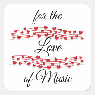 Sticker Carré Whimsical coeurs musique "Pour l'amour de la musiq