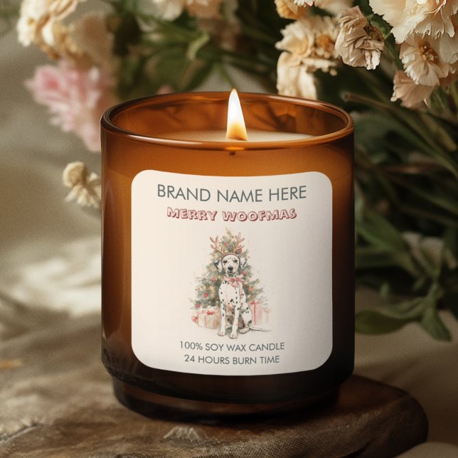 Sticker Carré Whimsical Dalmatian Dog Christmas Labels (Créateur téléchargé)