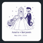 Sticker Carré Whimsical Hand Drawn Wedding Couple | Wedding<br><div class="desc">celebrate your love with this whimsical hand drawn wedding couple design, perfect for wedding invitations, party favors, or keepsakes. The charming, playful illustration captures the joy of your special day and adds a personalized, artistic touch to your wedding stationery. Ideal for wedding parties, engagement celebrations, or rehearsal dinners, this hand...</div>