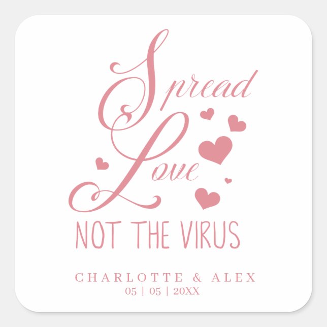 Sticker Carré Whimsical Motivational Quote Wedding Sanitizer Gel (Devant)