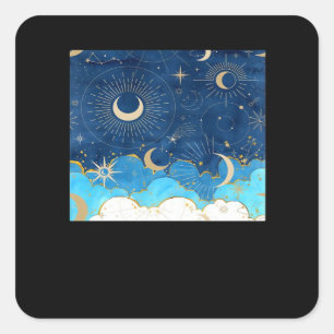 Sticker Carré Whimsigoth Nuages Sun Moon Witchy Classic
