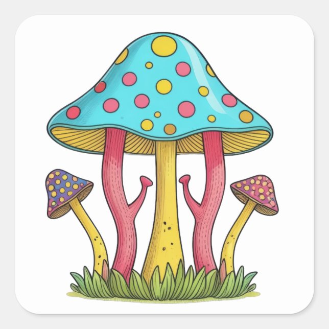 Sticker Carré Whimsydale Mushrooms (Devant)
