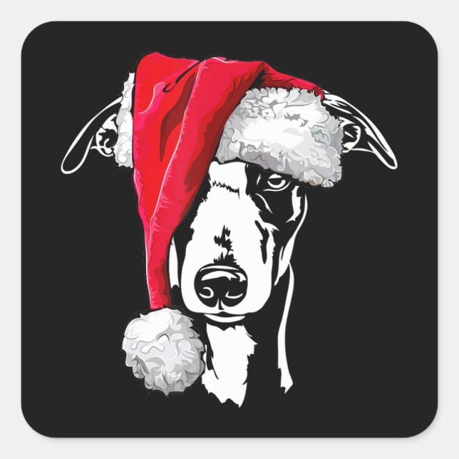 Sticker Carré whippet amusant père Noël Noël chien maman cadeau  (Devant)
