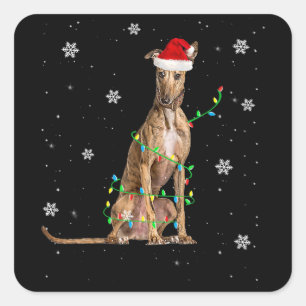 Sticker Carré Whippet Christmas Light mignet Père Noël Whippet X