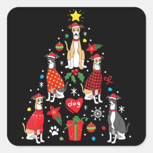 Sticker Carré Whippet Christmas Orament Tree Funny Dog Maman pap