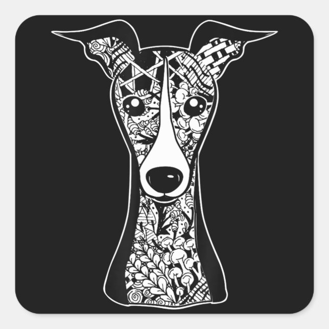 Sticker Carré Whippet Lover | Art graphique italien Greyhound Fa (Devant)