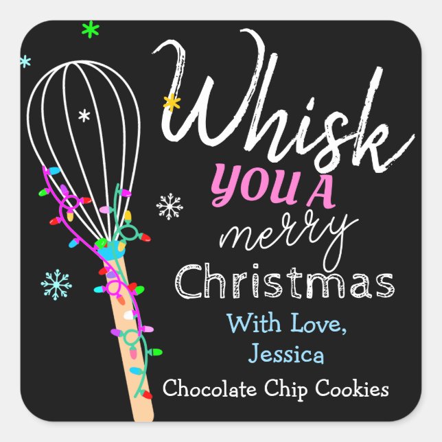 Sticker Carré Whisk You a Joyeux Noël Baking (Devant)
