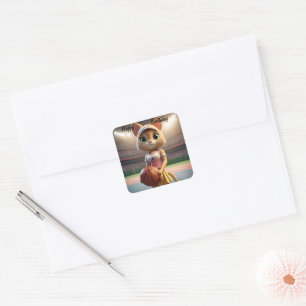 Sticker Carré "Whiskers on the Court" Netball Ou Basketball Chat