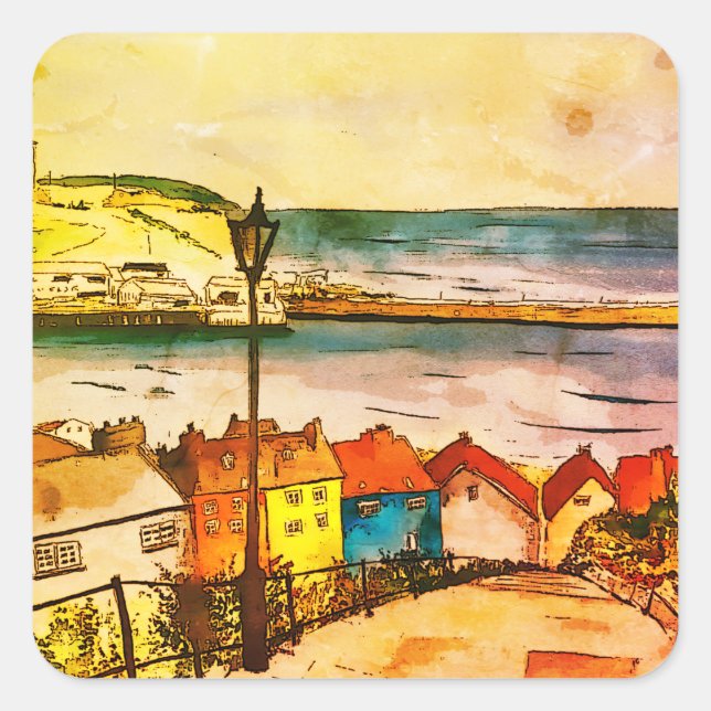 Sticker Carré Whitby Yorkshire 199 marches original       (Devant)