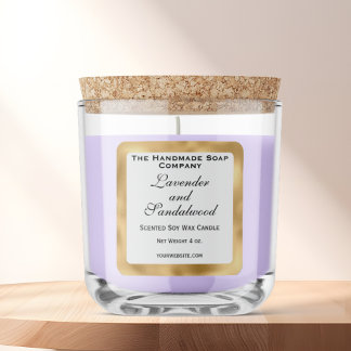 Sticker Carré White and Gold Foil Candle Label
