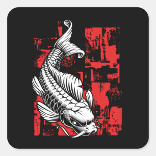 Sticker Carré White Koi
