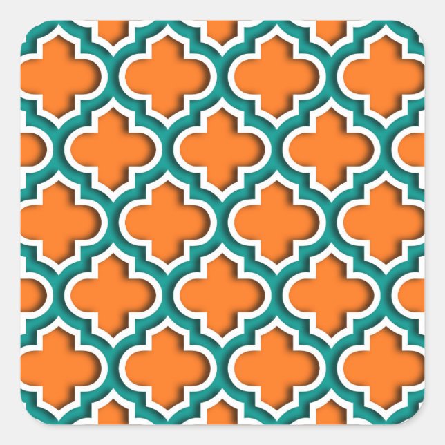 Sticker Carré White Moroccan Quatrefoil #5DS (Devant)