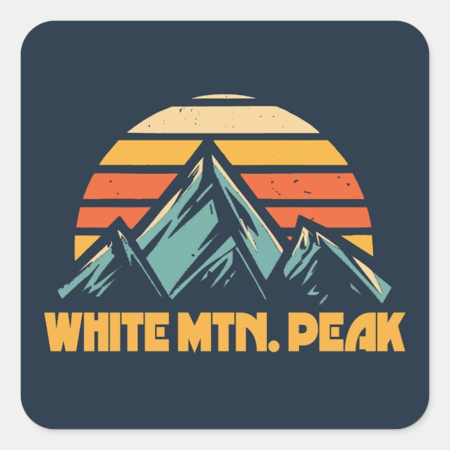 Sticker Carré White Mountain Peak California Retro Turquoise (Devant)