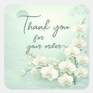 Sticker Carré White orchid Thank You For your order