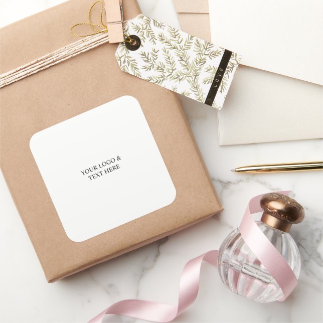 Sticker Carré White Personalized – Your Logo & Text Here (Cadeaux)