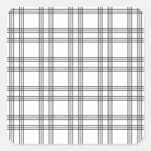 Sticker Carré White Plaid Tartan