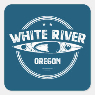 Sticker Carré White River Oregon Kayak